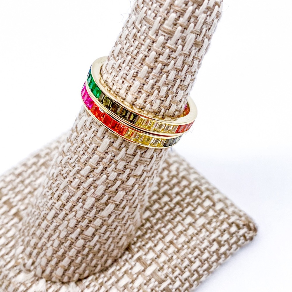 Rainbow Eternity Band Rings Size 7 & 8 - Picture 5 of 6